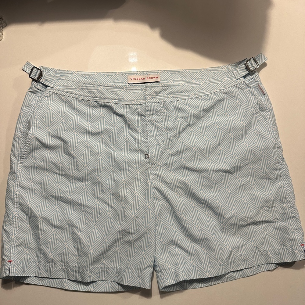 Orlebar Brown Light Blue Geometric swim Shorts